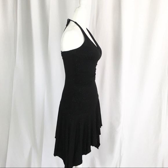 Black sparkle halter handkerchief dress size M - Picture 2 of 5